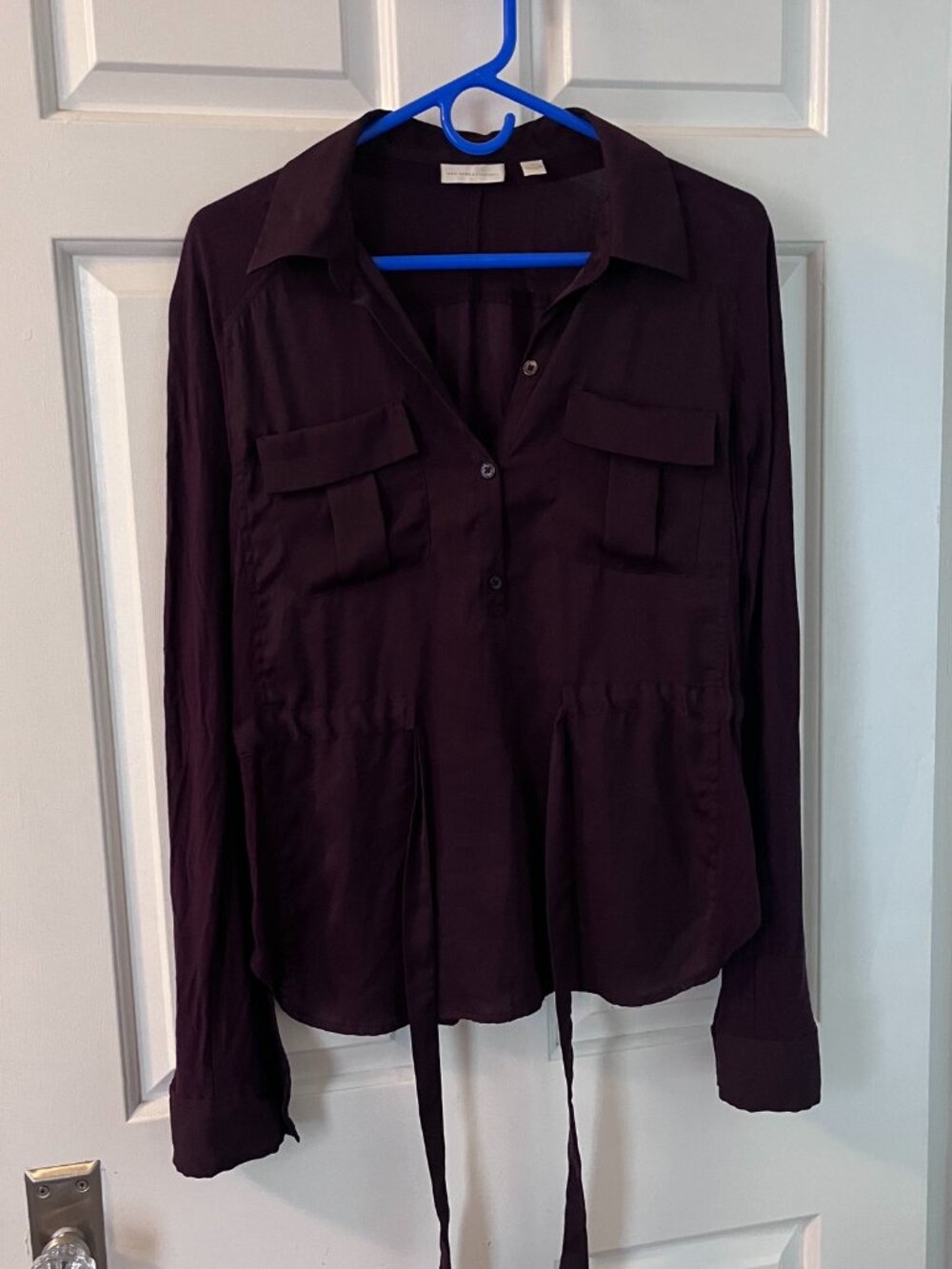 New York and Company Women's Long Sleeve Burgundy Shirt Size M